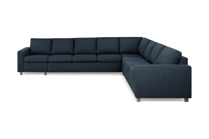 Crazy 7-personers vendbar L-formet XX-Large hjørnesofa i stof, Mørkeblå