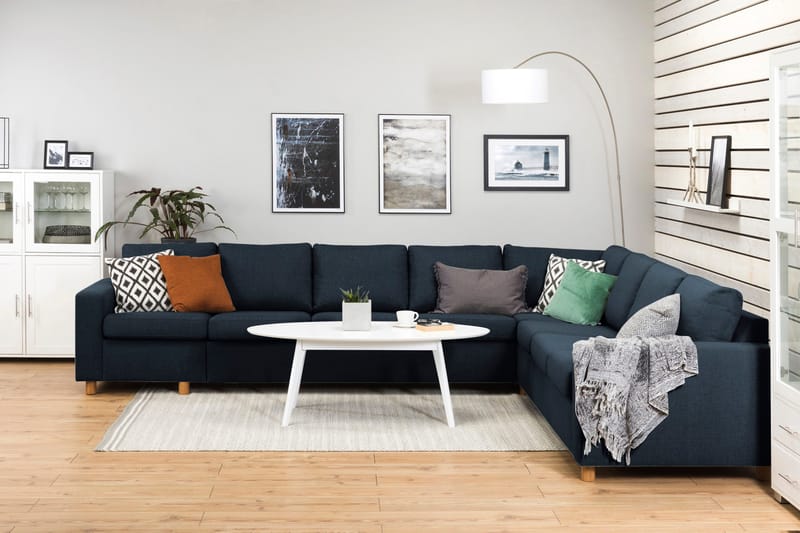 Crazy 7-personers vendbar L-formet XX-Large hjørnesofa i stof - Mørkeblå - Møbler - Sofaer - Hjørnesofa