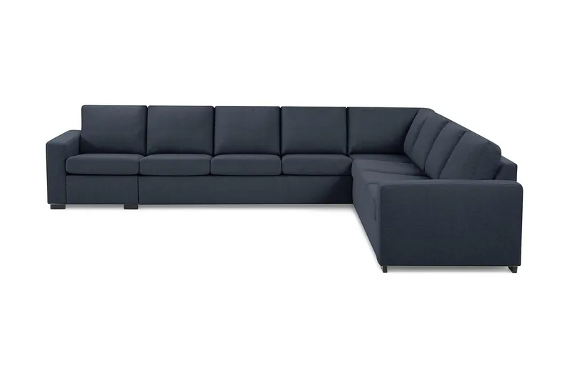 Crazy 7-personers vendbar L-formet XX-Large hjørnesofa i stof, Mørkeblå
