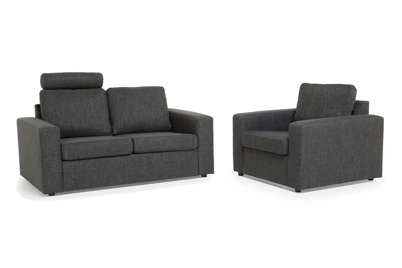 Crazy Sofagruppe 2-personers Sofa + Lænestol i Stof, Antracit