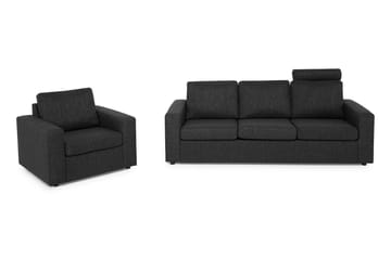 Crazy Sofagruppe 3-personers Sofa + Lænestol i Stof - Antracit - Møbler - Sofaer - Sofagrupper