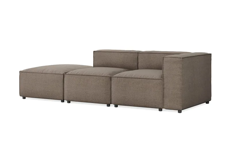 Cubo 3-personers Dyb Modulsofa + Fodskammel i Stof - Grå - Møbler - Sofaer - 3 personers sofa