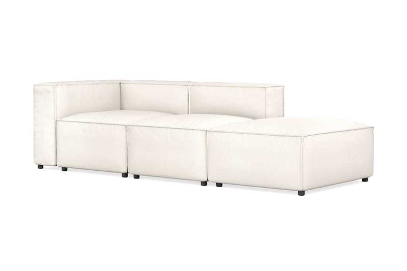 Cubo 3-personers Dyb Modulsofa + Fodskammel i Stof - Hvid - Møbler - Sofaer - Modulsofaer - Komplet modulsofa