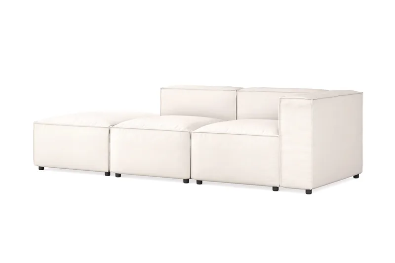 Cubo 3-personers Dyb Modulsofa + Fodskammel i Stof - Hvid - Møbler - Sofaer - Modulsofaer - Komplet modulsofa