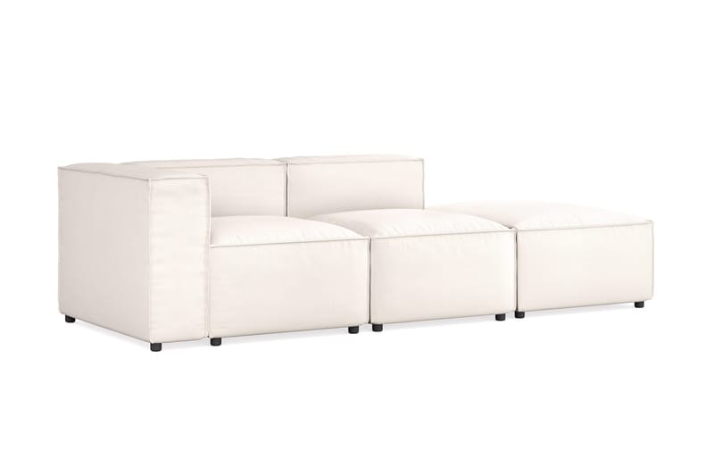 Cubo 3-personers Dyb Modulsofa + Fodskammel i Stof - Hvid - Møbler - Sofaer - Modulsofaer - Komplet modulsofa
