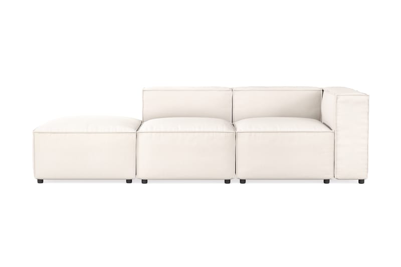 Cubo 3-personers Dyb Modulsofa + Fodskammel i Stof - Hvid - Møbler - Sofaer - 3 personers sofa