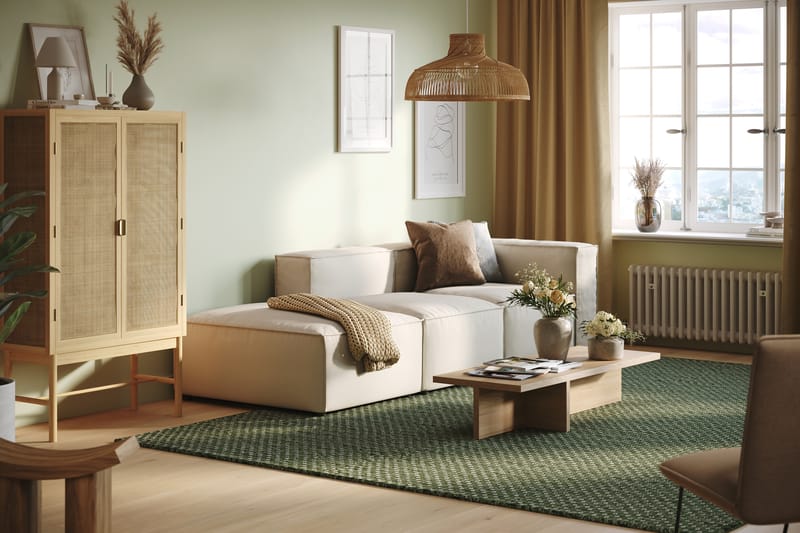 Cubo 3-personers Dyb Modulsofa + Fodskammel i Stof - Hvid - Møbler - Sofaer - 3 personers sofa