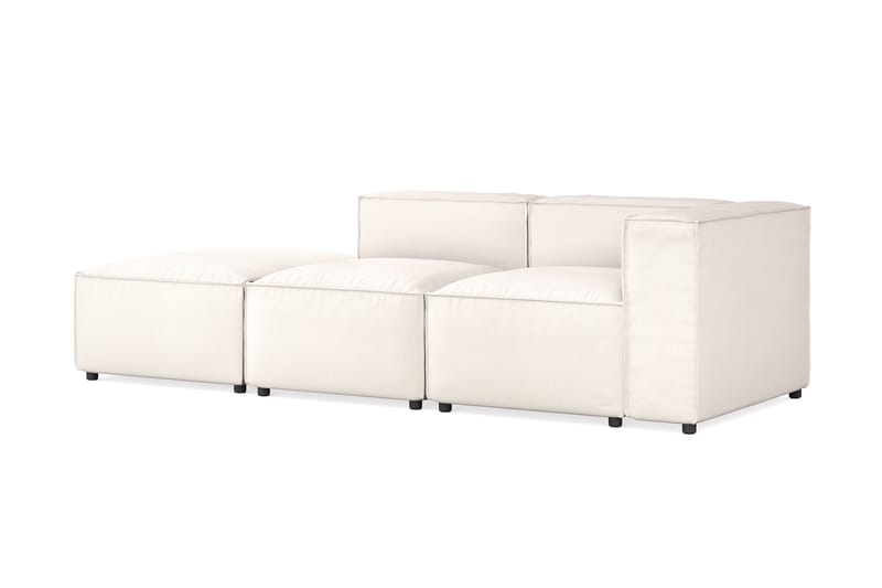Cubo 3-personers Dyb Modulsofa + Fodskammel i Stof - Hvid - Møbler - Sofaer - 3 personers sofa