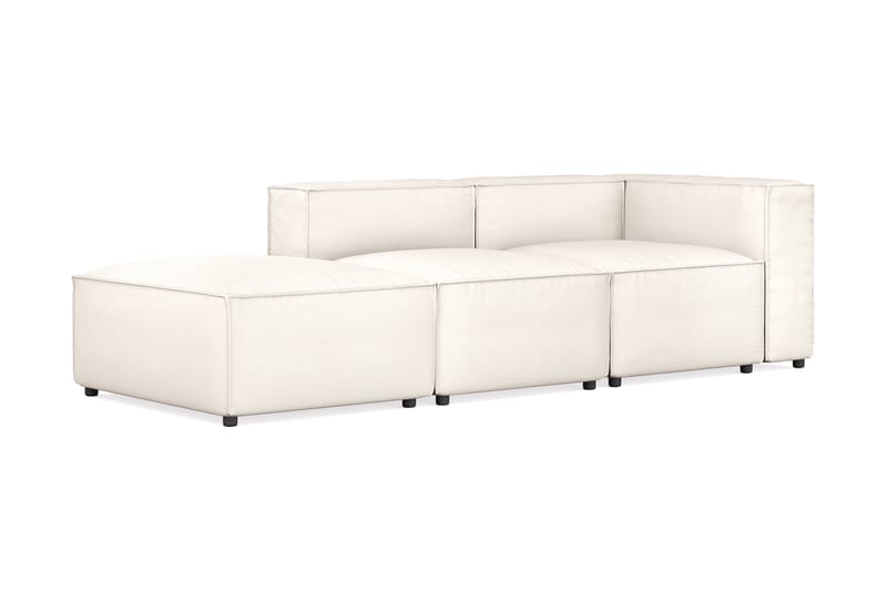 Cubo 3-personers Dyb Modulsofa + Fodskammel i Stof - Hvid - Møbler - Sofaer - 3 personers sofa
