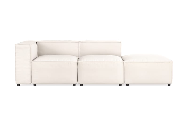 Cubo 3-personers Dyb Modulsofa + Fodskammel i Stof - Hvid - Møbler - Sofaer - 3 personers sofa