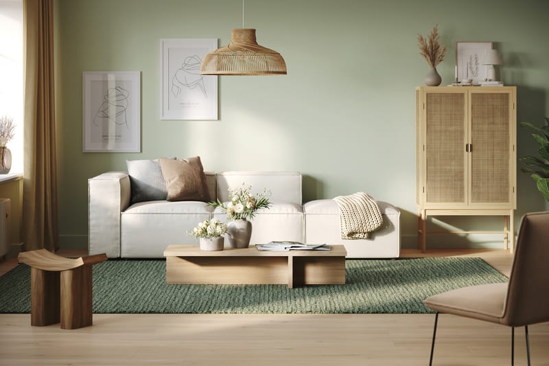 Cubo 3-personers Dyb Modulsofa + Fodskammel i Stof - Hvid - Møbler - Sofaer - 3 personers sofa
