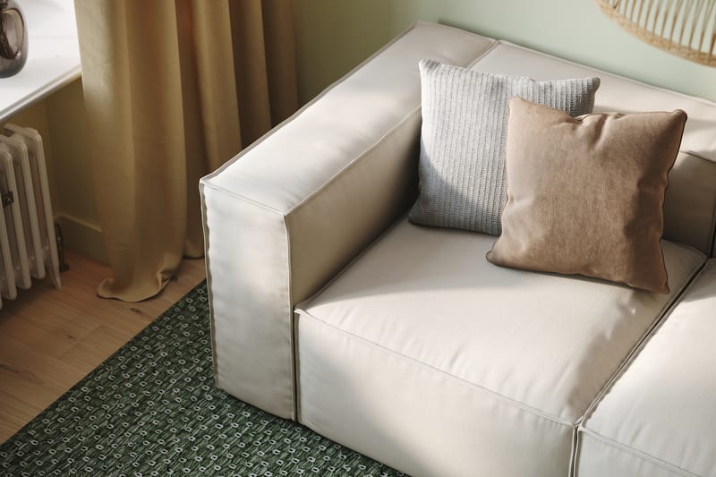 Cubo 3-personers Dyb Modulsofa + Fodskammel i Stof - Hvid - Møbler - Sofaer - 3 personers sofa