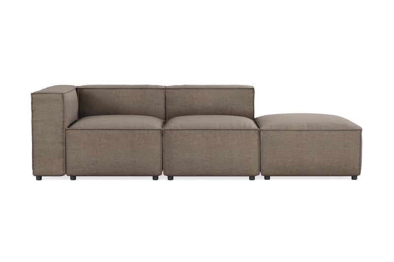 Cubo 3-personers Dyb Modulsofa + Fodskammel i Stof - Grå - Møbler - Sofaer - 3 personers sofa