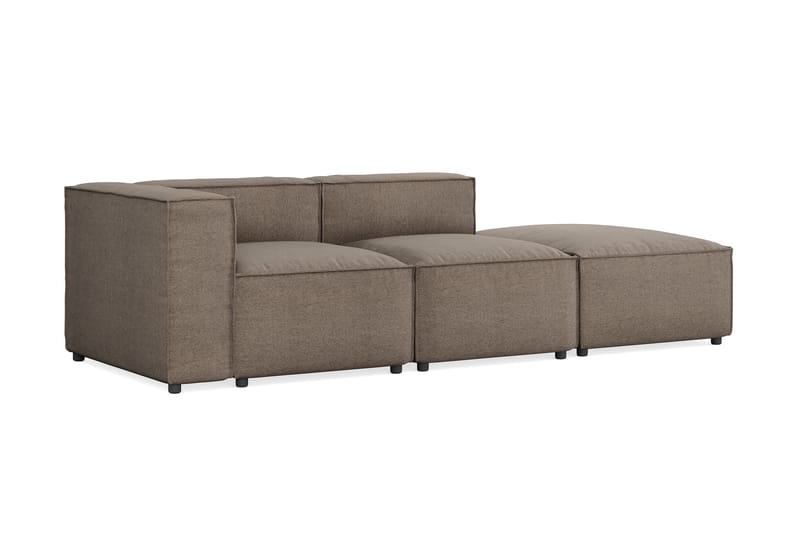 Cubo 3-personers Dyb Modulsofa + Fodskammel i Stof - Grå - Møbler - Sofaer - 3 personers sofa