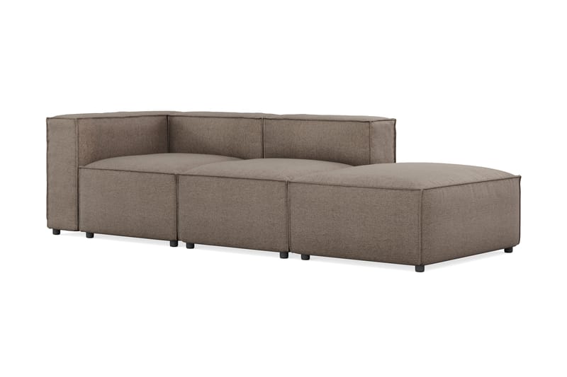 Cubo 3-personers Dyb Modulsofa + Fodskammel i Stof - Grå - Møbler - Sofaer - 3 personers sofa