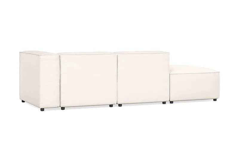 Cubo 3-personers Dyb Modulsofa + Fodskammel i Stof - Hvid - Møbler - Sofaer - Modulsofaer - Komplet modulsofa