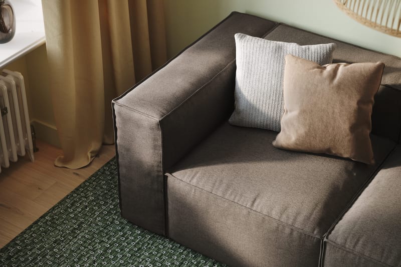 Cubo 3-personers Dyb Modulsofa + Fodskammel i Stof - Grå - Møbler - Sofaer - Modulsofaer - Komplet modulsofa
