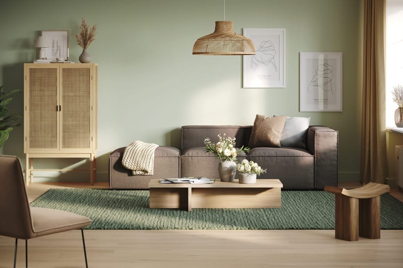 Cubo 3-personers Dyb Modulsofa + Fodskammel i Stof - Grå - Møbler - Sofaer - 3 personers sofa