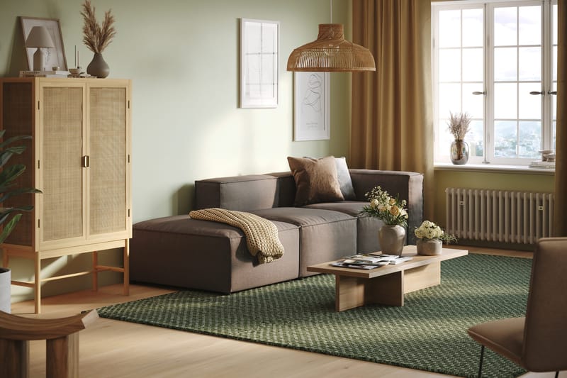 Cubo 3-personers Dyb Modulsofa + Fodskammel i Stof - Grå - Møbler - Sofaer - 3 personers sofa