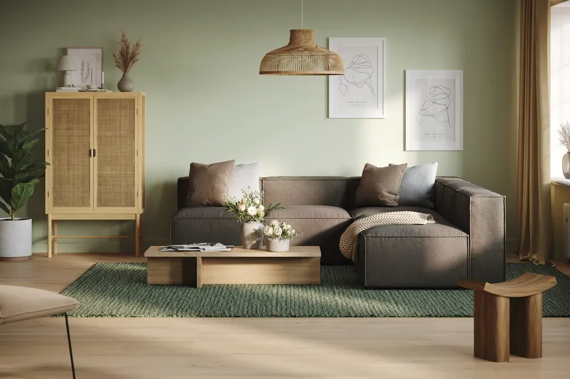 Cubo 5-personers L-formet Dyb Modulhjørnesofa i Stof - Grå - Møbler - Sofaer - Hjørnesofa