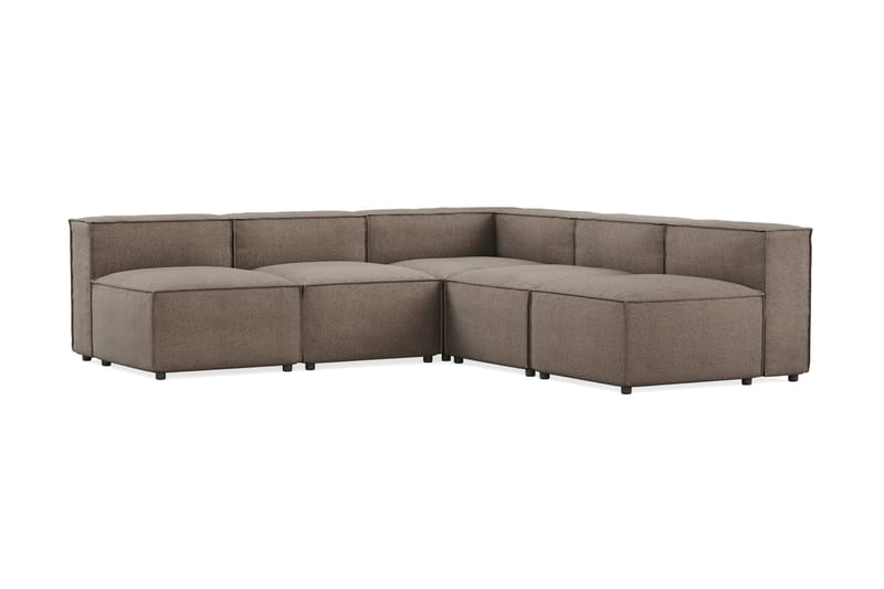 Cubo 5-personers L-formet Dyb Modulhjørnesofa i Stof, Grå