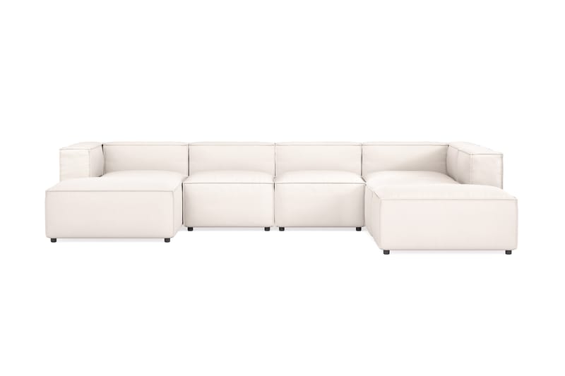 Cubo 5-personers U-formet Dyb Modulsofa med Divan og Chaiselong i Fløjl - Hvid - Møbler - Sofaer - U Sofa