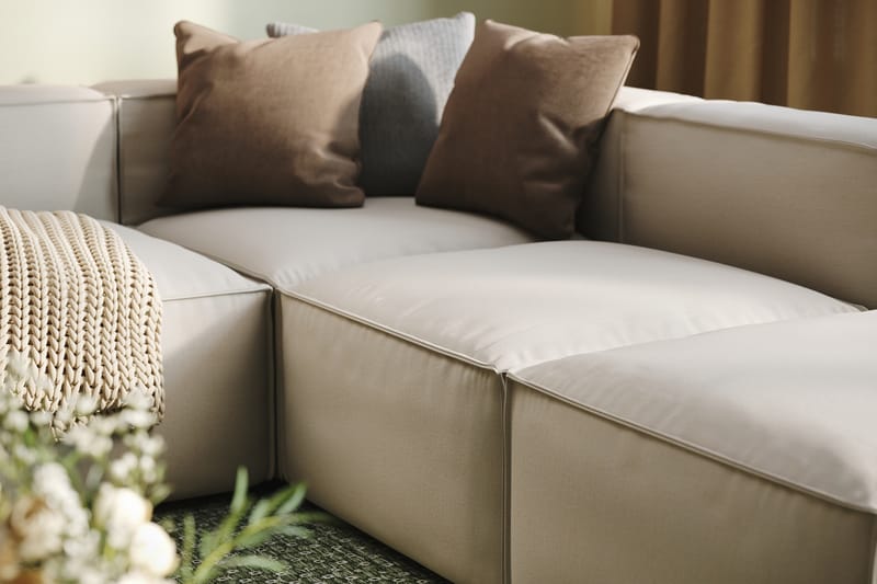 Cubo 5-personers U-formet Dyb Modulsofa med Divan og Chaiselong i Fløjl - Hvid - Møbler - Sofaer - U Sofa