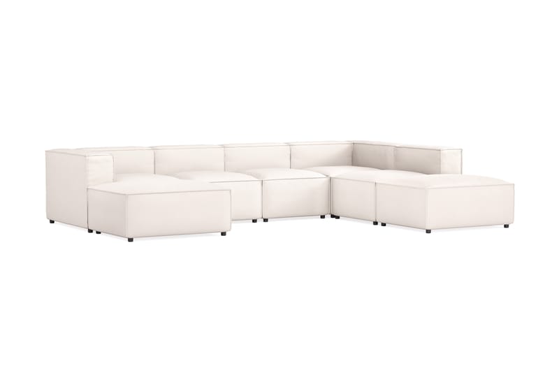 Cubo 5-personers U-formet Dyb Modulsofa med Divan og Chaiselong i Fløjl - Hvid - Møbler - Sofaer - U Sofa