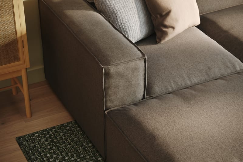 Cubo 5-personers U-formet Dyb Modulsofa med Divan og Chaiselong i Fløjl - Grå - Møbler - Sofaer - U Sofa