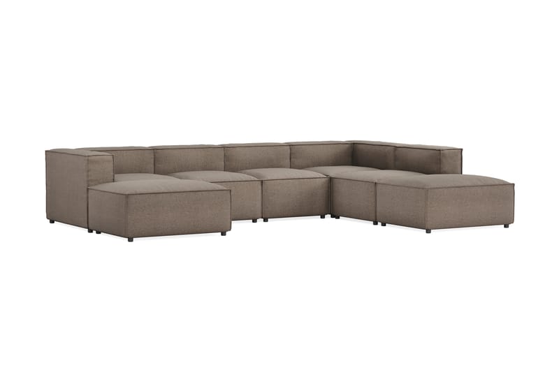 Cubo 5-personers U-formet Dyb Modulsofa med Divan og Chaiselong i Fløjl - Grå - Møbler - Sofaer - U Sofa