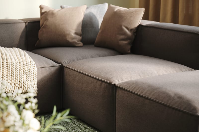 Cubo 5-personers L-formet Dyb Modulhjørnesofa i Stof - Grå - Møbler - Sofaer - Hjørnesofa
