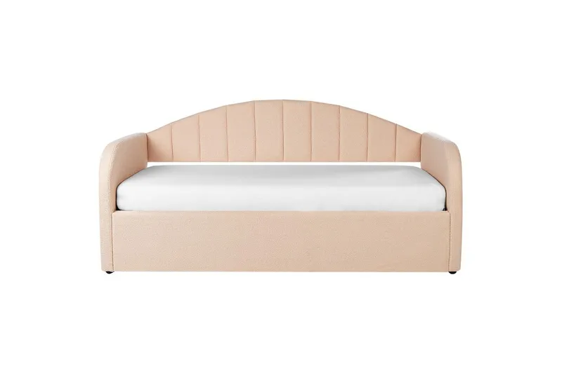 Dagbädd Beliani Eyburie med lamellram Beige, Bouclé Pink - Møbler - Senge - Gæsteseng & ekstraseng - Udtrækkelig seng