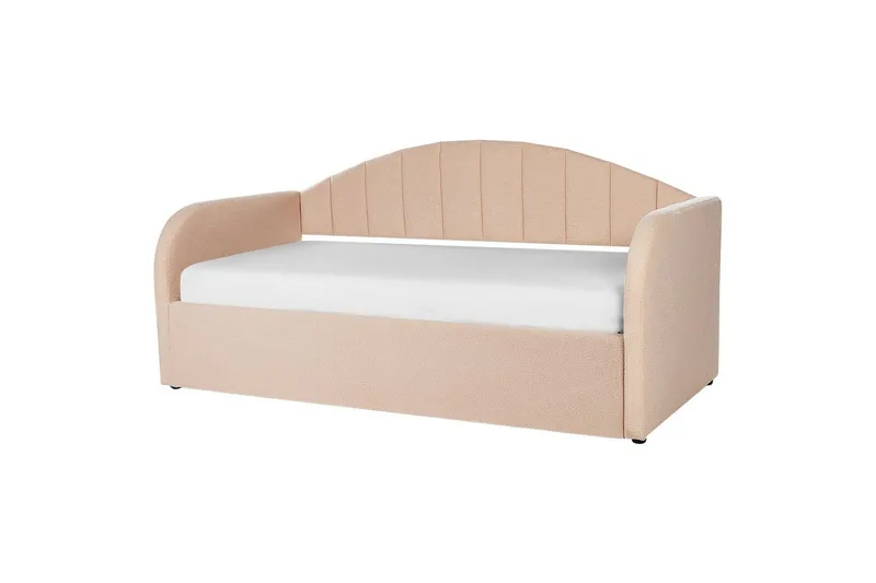 Dagbädd Beliani Eyburie med lamellram Beige, Bouclé Pink - Møbler - Senge - Gæsteseng & ekstraseng - Udtrækkelig seng