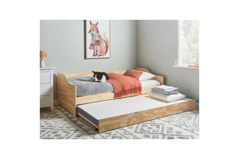 Dagbädd Beliani Luneray med lamellram Ljus Trä Light wood - Møbler - Senge - Gæsteseng & ekstraseng - Udtrækkelig seng