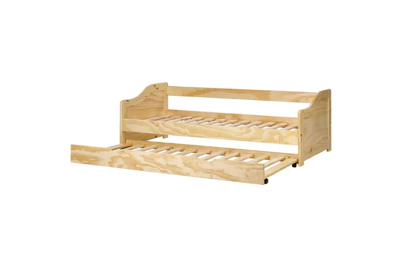Dagbädd Beliani Luneray med lamellram Ljus Trä Light wood - Møbler - Senge - Gæsteseng & ekstraseng - Udtrækkelig seng