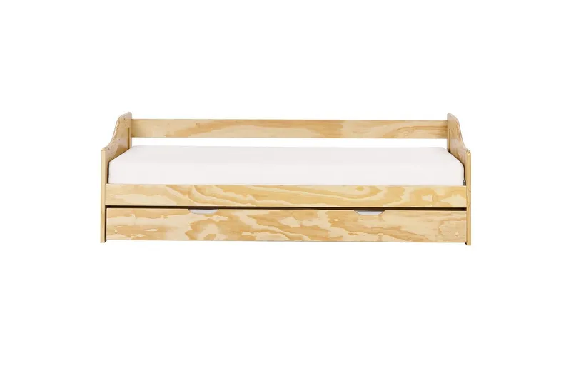 Dagbädd Beliani Luneray med lamellram Ljus Trä Light wood - Møbler - Senge - Gæsteseng & ekstraseng - Udtrækkelig seng