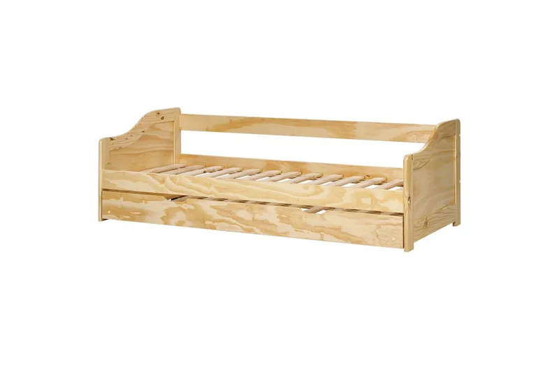 Dagbädd Beliani Luneray med lamellram Ljus Trä Light wood - Møbler - Senge - Gæsteseng & ekstraseng - Udtrækkelig seng