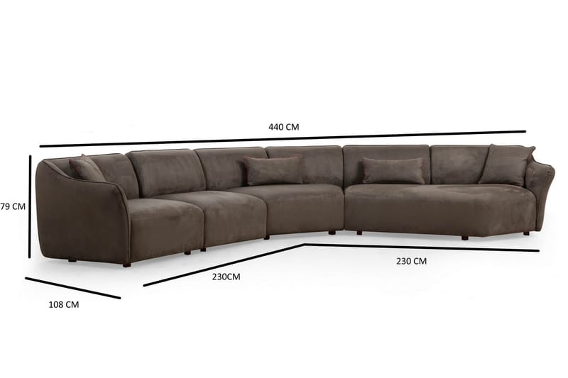 Damor Buet Sofa 5-personers - Brun - Møbler - Sofaer