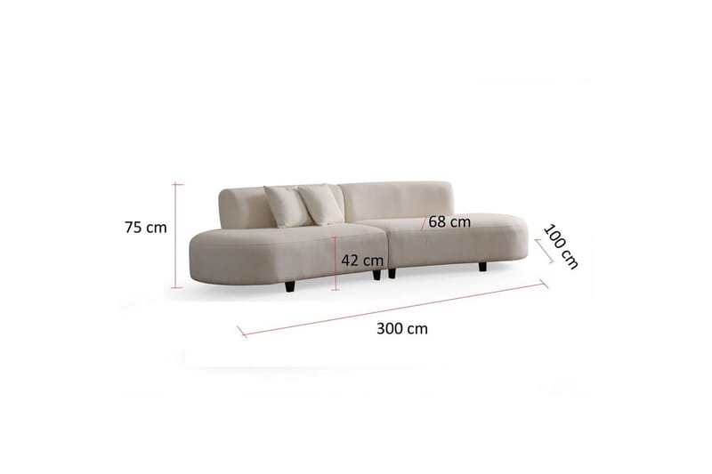 Dariya Svängd Sofa 3-sits - Creme - Møbler - Sofaer - 3 personers sofa