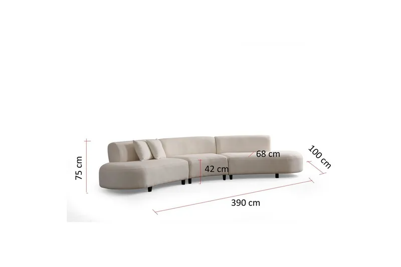 Dariya Svängd Sofa 4-sits - Creme - Møbler - Sofaer - 4 personers sofa