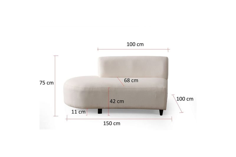 Dariya Svängd Sofa 4-sits - Creme - Møbler - Sofaer - 4 personers sofa