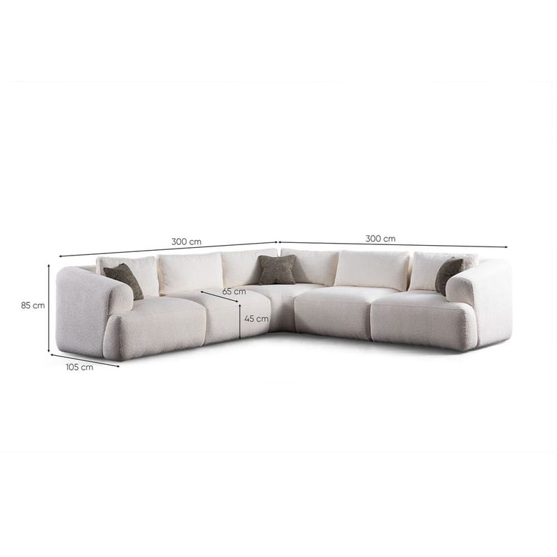 Dashwood 5-personers Hjørnesofa - Cremehvid - Møbler - Sofaer - Hjørnesofa