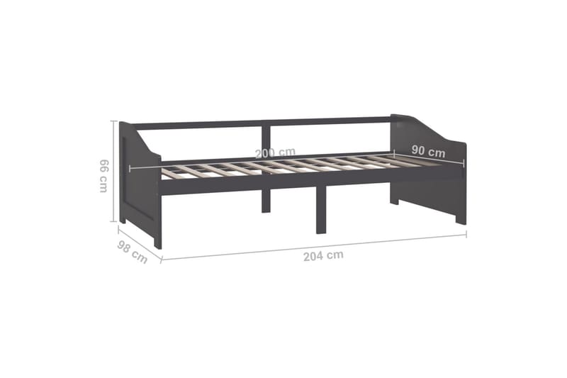 3-personers daybed 90x200 cm massivt fyrretræ mørkegrå - Grå - Møbler - Sofaer - Daybed