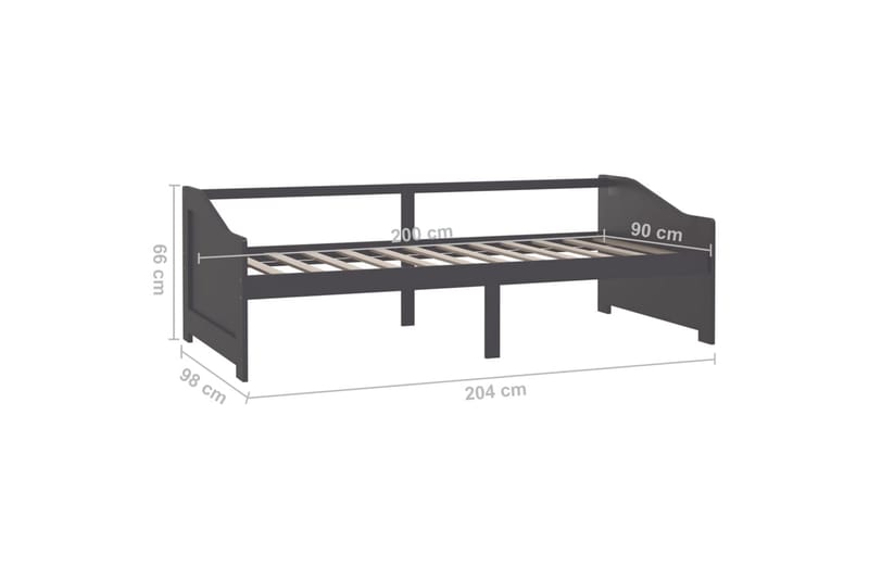 3-personers daybed 90x200 cm massivt fyrretræ mørkegrå - Grå - Daybed