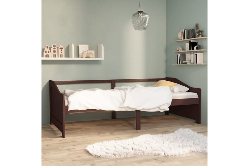 3-personers daybed 90x200 cm massivt fyrretræ mørkebrun - Brun - Møbler - Sofaer - Daybed