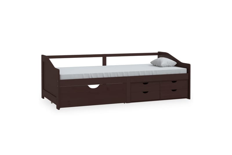 3-personers daybed skuffer 90x200 cm massivt fyrretræ mørkeb - Brun - Møbler - Sofaer - Daybed