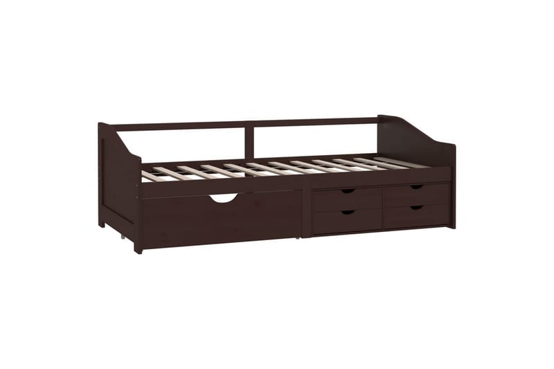 3-personers daybed skuffer 90x200 cm massivt fyrretræ mørkeb - Brun - Møbler - Sofaer - Daybed