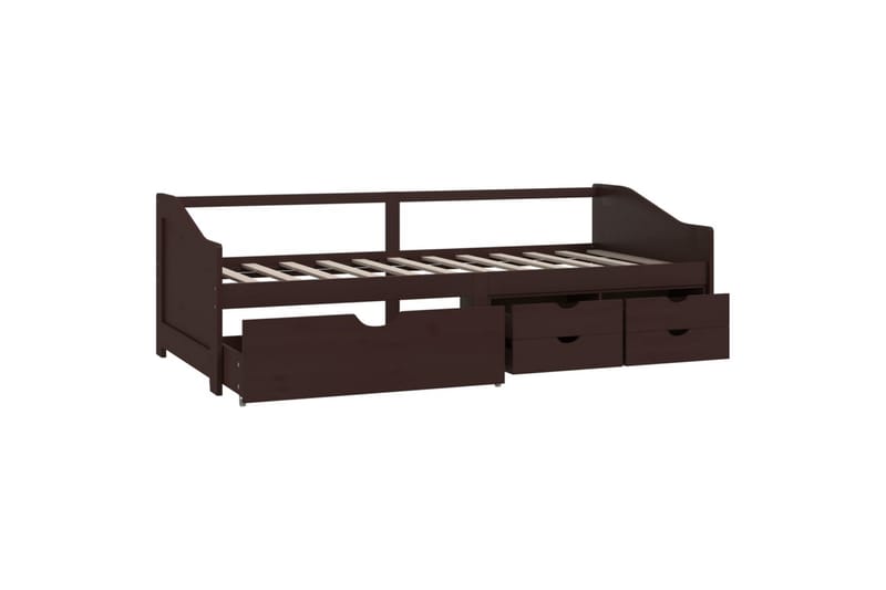3-personers daybed skuffer 90x200 cm massivt fyrretræ mørkeb - Brun - Møbler - Sofaer - Daybed