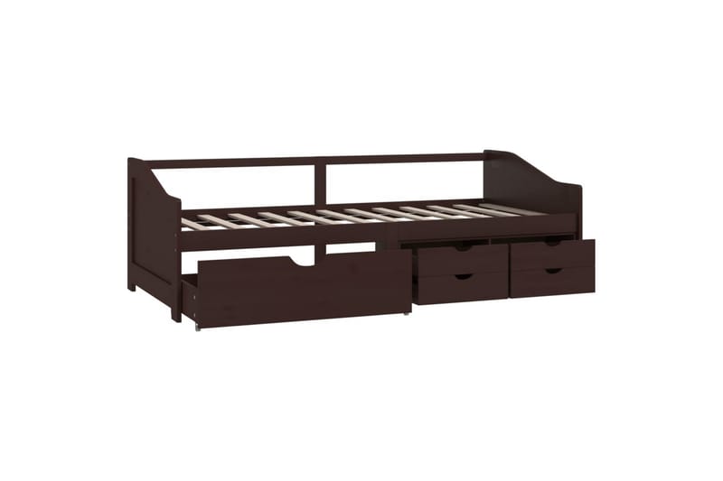 3-personers daybed skuffer 90x200 cm massivt fyrretræ mørkeb - Brun - Daybed