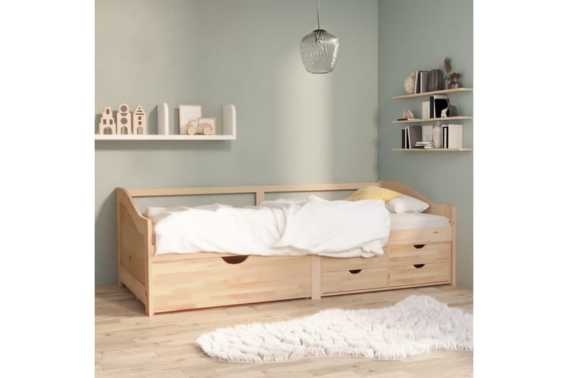 3-personers daybed med skuffer 90x200 cm massivt fyrretræ - Brun - Daybed